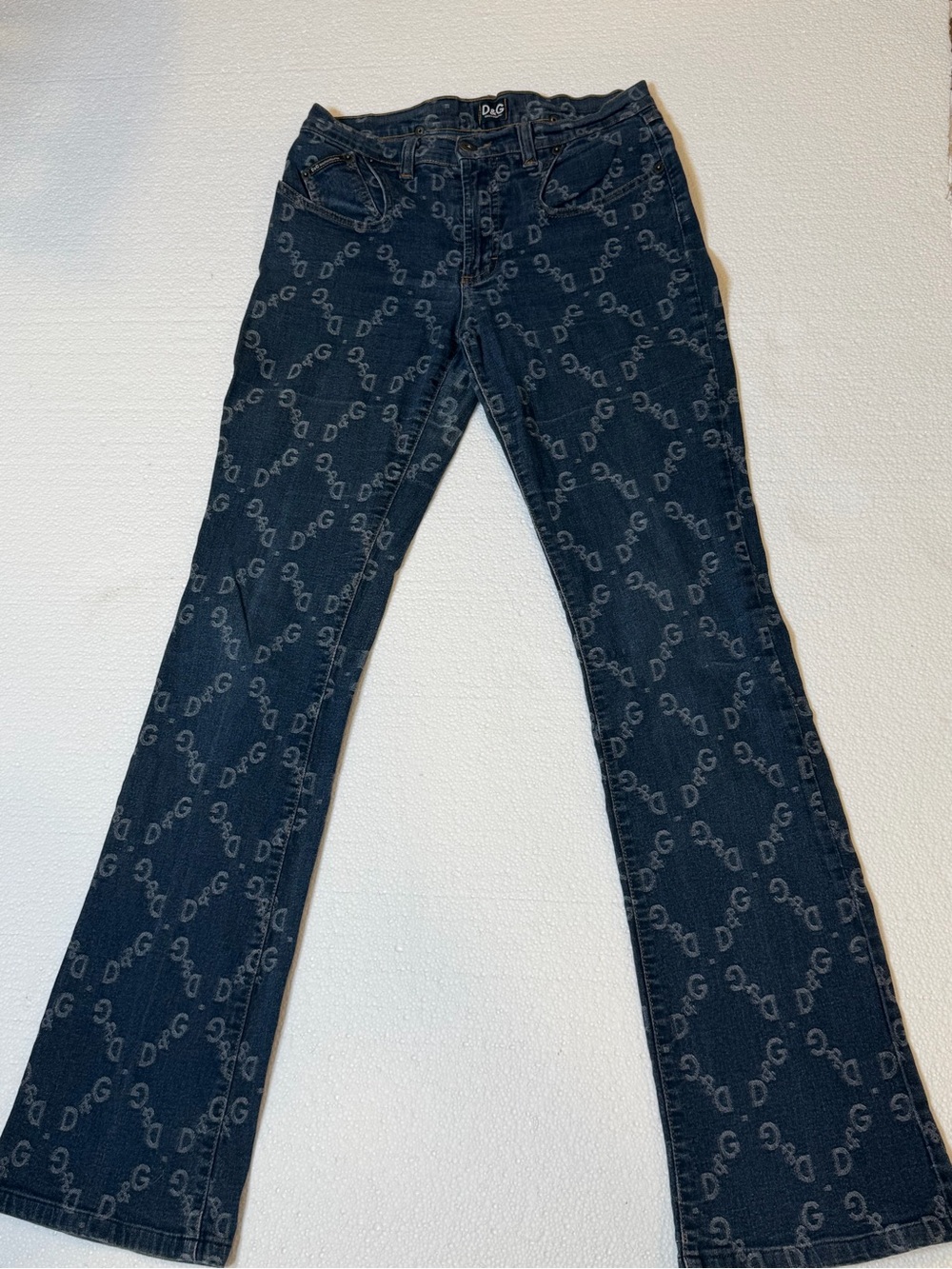 D&G Women's Dark Indigo Logo-Print Flare Jeans